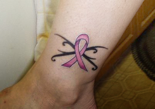 Survivor Ribbon Tattoo with Roses Decal Sticker