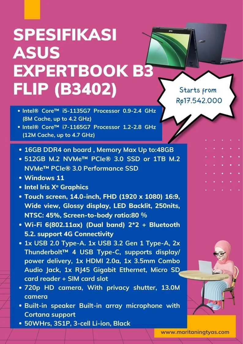 spesifikasi ASUS ExpertBook B3 Flip dan harganya