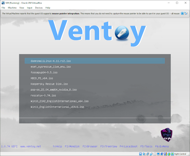 VirtualMachine boots Ventoy