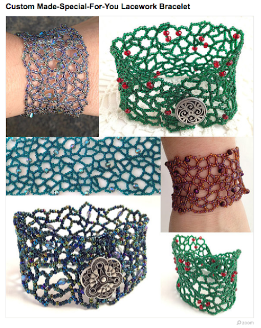 Collage of Lacework Bracelets with random right angle weave