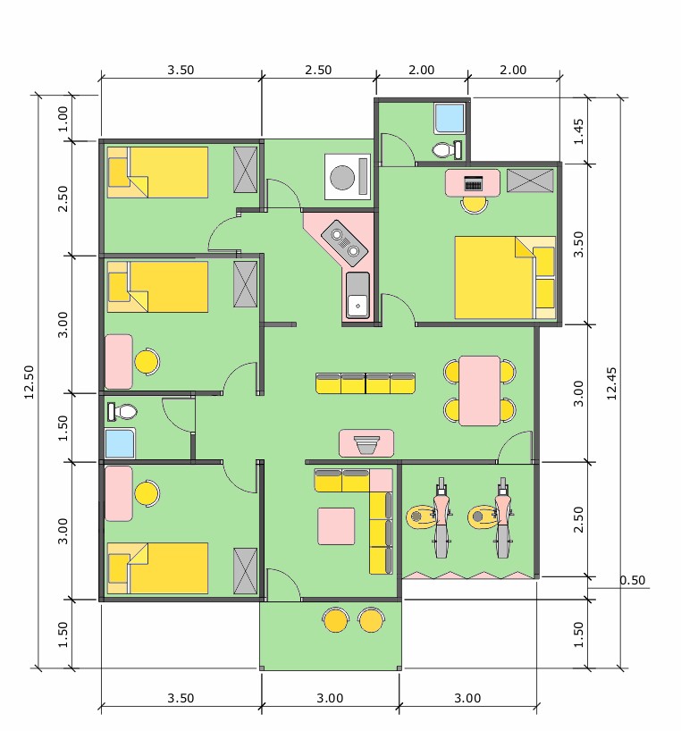 Rancangan Denah  Rumah  Ukuran  6x10 Minimalis  Satulantai 