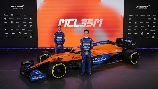 Daniel Ricciardo and Lando Norris with the new MCL35M