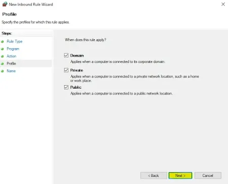 Profile rule firewall