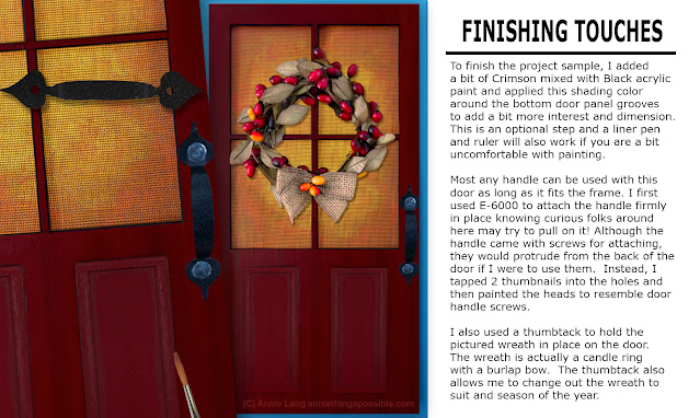 Learn how to make Annie Lang's FREE  Welcome Autumn Country Screen Door wood craft decoration because Annie Things Possible when you DIY!