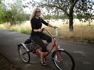 Rebecca on her three-wheel bike