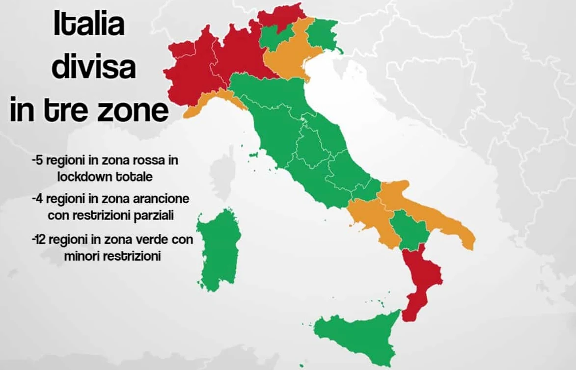 Italia divisa in tre zone