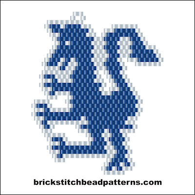 Click for a larger image of the Traditional Dragon Silhouette brick stitch bead pattern color chart.