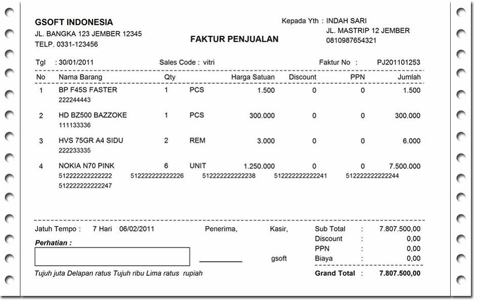 7 Contoh Faktur Penjualan dan Cara Membuatnya - Kumpulan