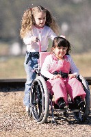 Little girl in wheelchair