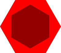 Red hexagon with dark color in the center 2