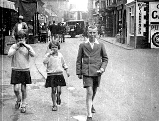 Betty (centre) with sister Jean and brother John, Cromer 1931