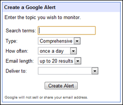 Alert sign up screen