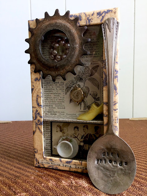 "Girlfriends" assemblage art by Denise Cerro 