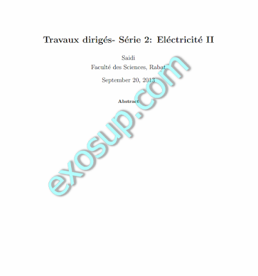 Travaux Dirigés Série Electricité II Corrigé SMP 3 FSR