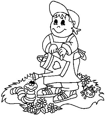 Kids Coloring Sheets on Watering The Garden   Kids Coloring Pages    Disney Coloring Pages