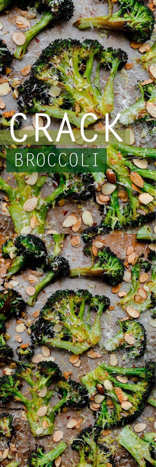 Roasted broccoli tossed with sliced toasted almonds, red pepper flakes, garlic, lemon juice, and aged pecorino cheese. Aka. ‘crack broccoli’. You won’t be able to stop eating this delicious side dish