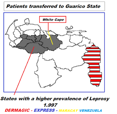 Map who shows the Leprosy patients transferred, after the cape white Termination