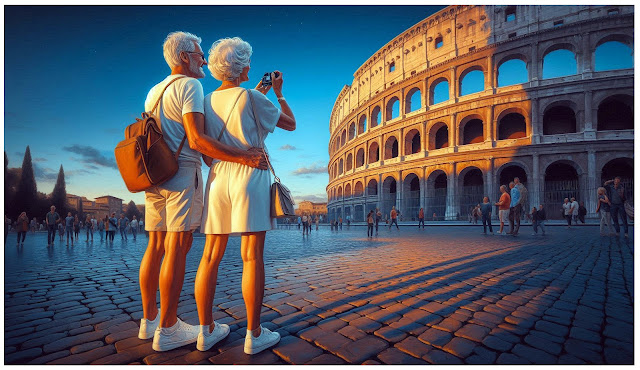 «Kveldsmaleri» fra Colosseum i Roma. Laget ved hjelp av KI og PhotoShop. «Kveldsmaleri» fra Colosseum i Roma. Laget ved hjelp av KI og PhotoShop.