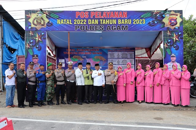 Cek Kesiapan Personil, Kapolres Agam Bersama Pemkab Kunjungi Pos Pelayanan Operasi Lilin Singgalang 2022