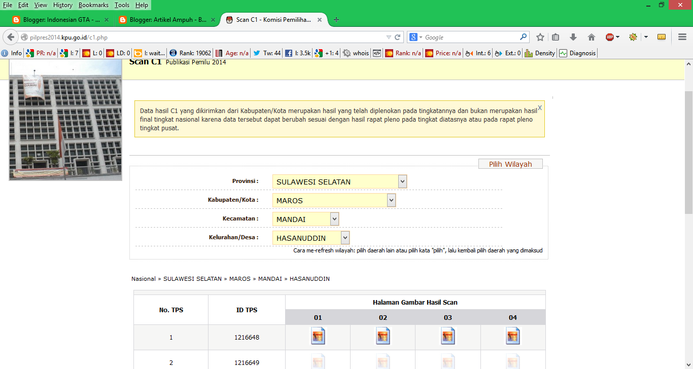 Cara Mengecek Scan C1 Pilpres 2014