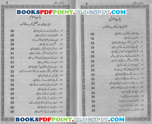 content-pages-of-Wazaif-e-Zaujain-by-Mufti-Muhammad-Talha