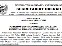 Formasi Kuota CPNS Kabupaten Karanganyar Tahun 2018