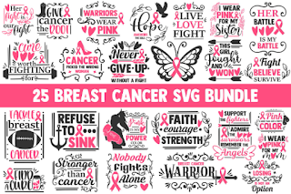 Breast cancer svg bundle, cancer awareness svg, cancer svg, cancer ribbon svg, cancer survivor svg, pink ribbon svg, faith svg, fight cancer