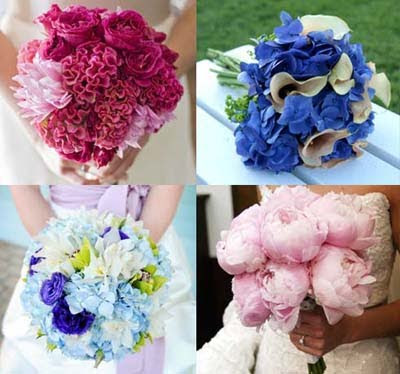 Left pink flowers bouquets The raspberry roses dark pink cockscomb