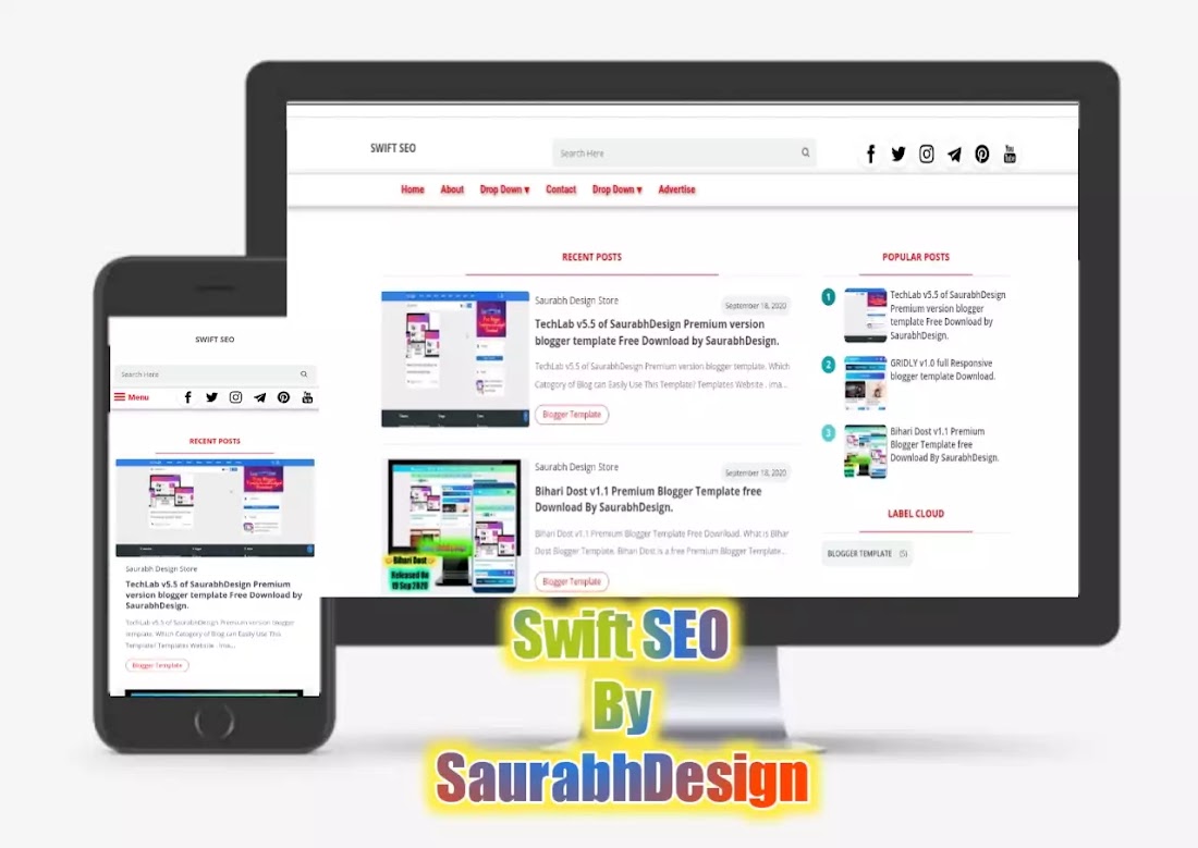 Swift SEO Premium Blogger Template free Download.