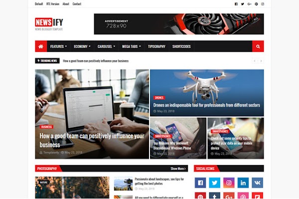 Template Blogger Newsify Responsive SEO Friendly News & Magazine Free Download