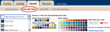 fonts and colors layout