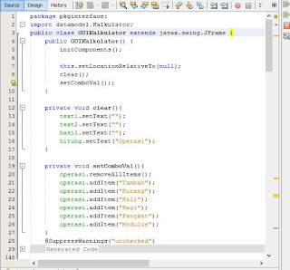 Contoh Program GUI Kalkulator pada Java