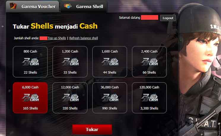 Cara Tukar Shell Garena Menjadi Cash Point Blank Garena Indonesia Terbaru