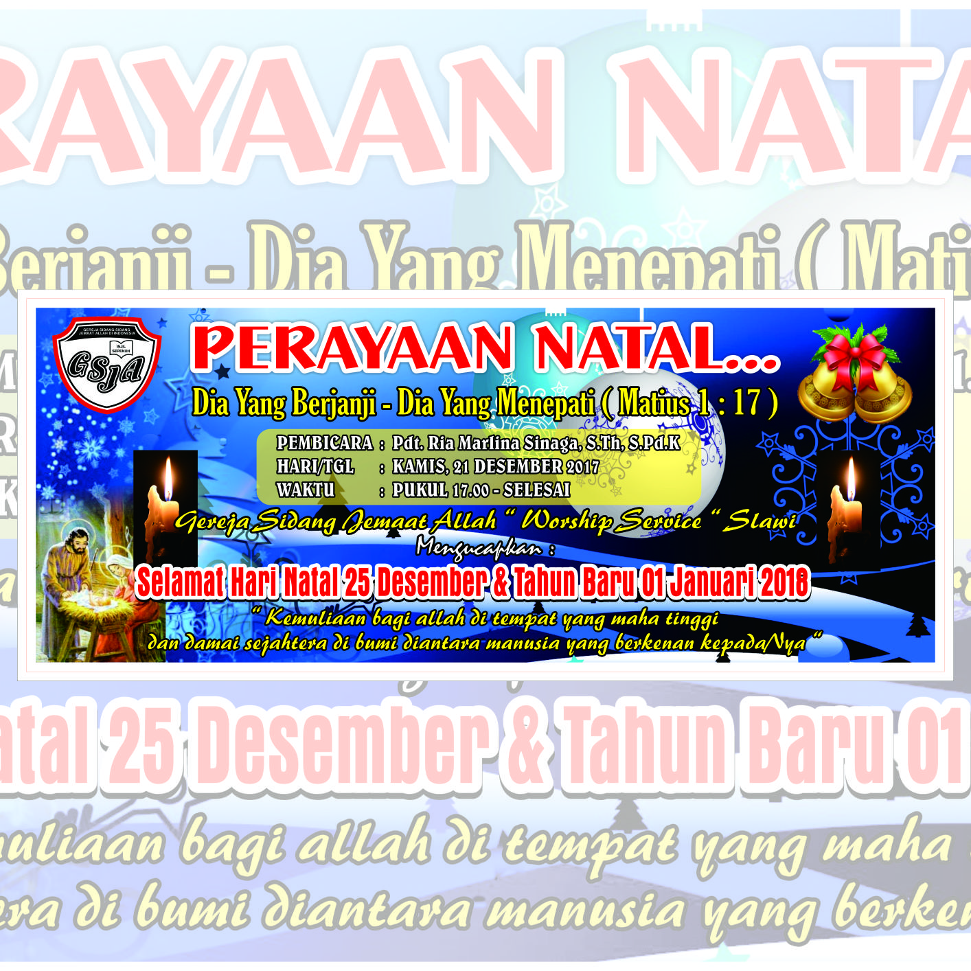 Contoh desain Banner spanduk Hari Natal tahun 2017  DODO 