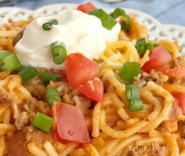 CHEESY TACO SPAGHETTI CASSEROLE