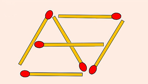 Answers question: Move 2 matchsticks to create 4 triangles