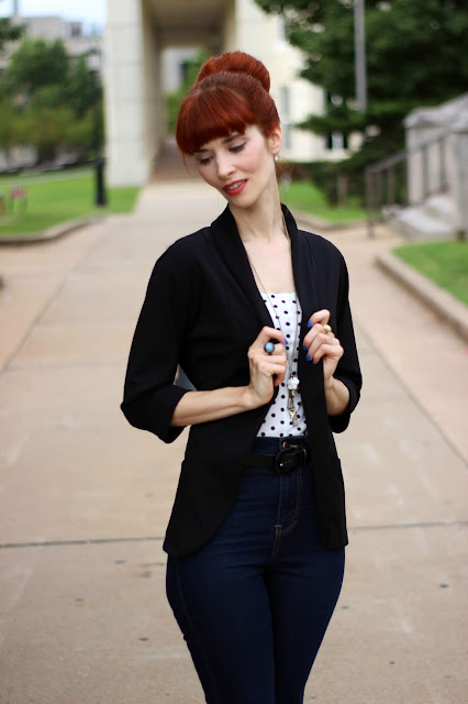 Black Rolled Sleeve Collared Jacket- Madison from FemmeLuxeFinery