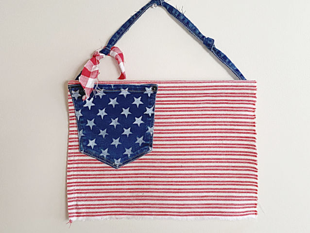 American flag with jean pocket