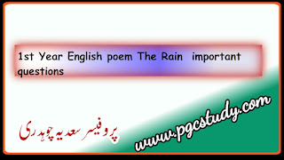 1st Year English poem The Rain  important questions