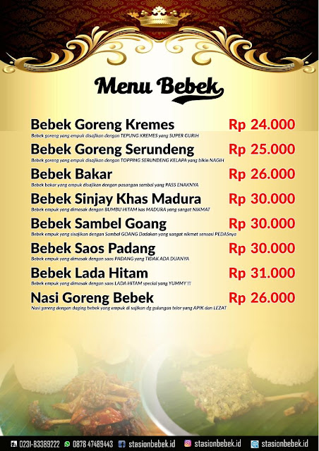 Menu Stasion Bebek Cirebon