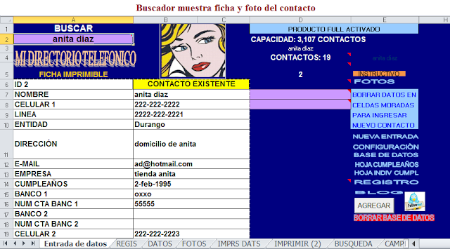 plantilla directorio telefonico en excel