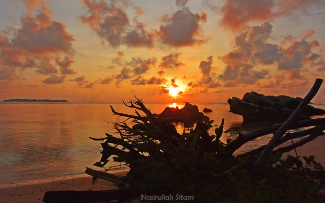 Mentari terbit terlihat dari pesisir pantai Batu Putih, Karimunjawa