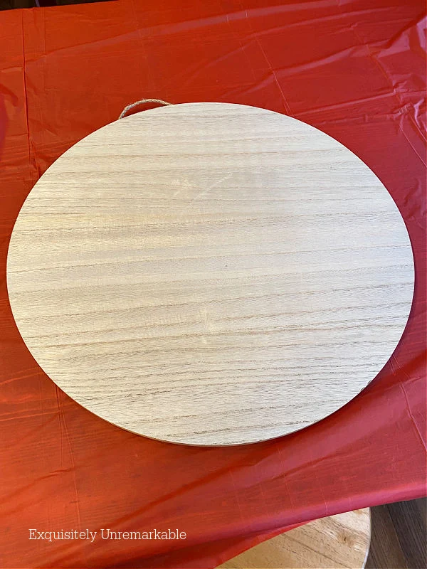 18inch Wooden Craft Round on a red dropcloth