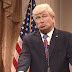 'He's richer than me and he ADMITS to being bald': Alec Baldwin returns as Trump to explain why he hates Jeff Bezos in hilarious SNL cold open, and flies off script during 'freestylin' press conference to confess 'I don't care about America'