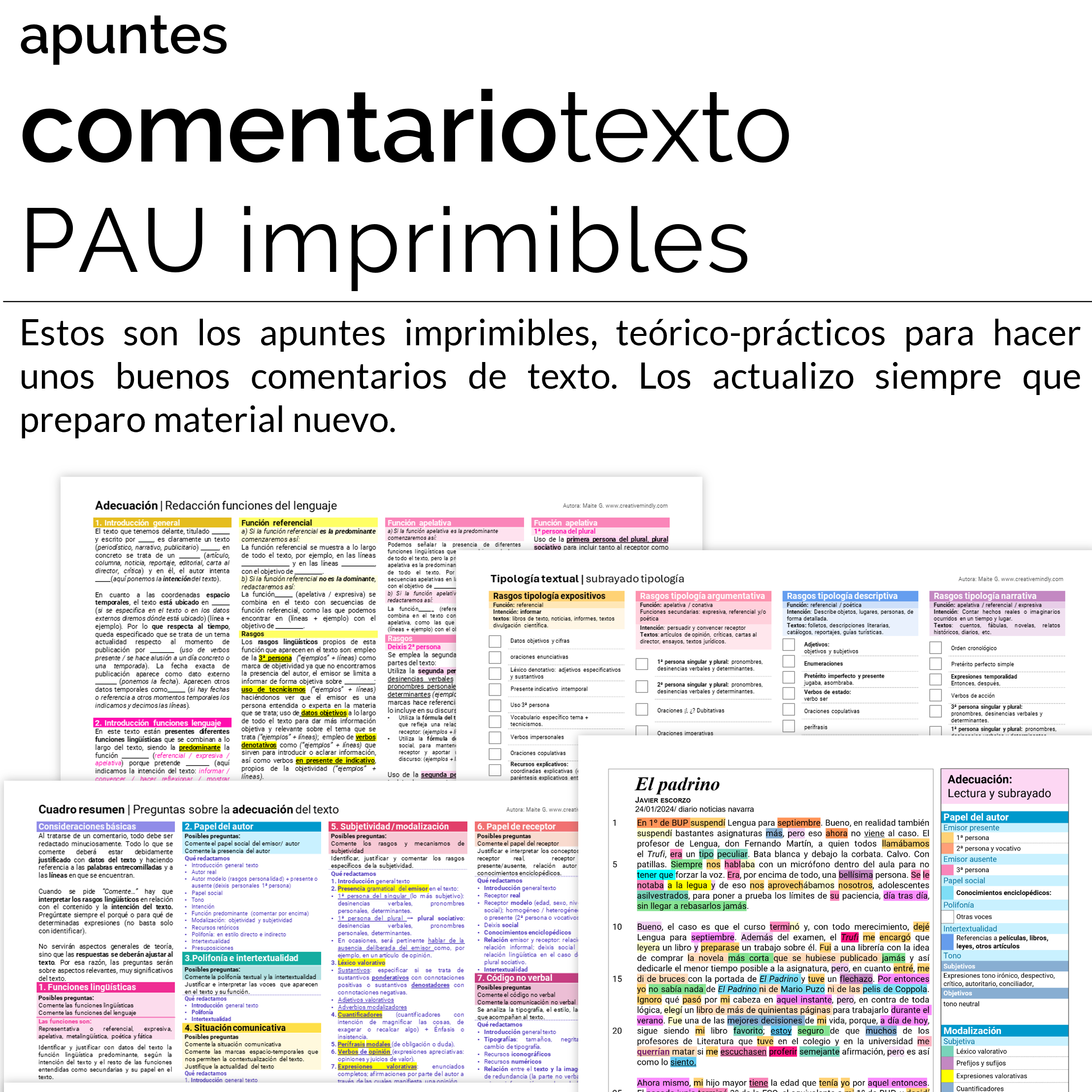 APUNTES ejemplos comentarios comentario de texto lengua 2 bachillerato