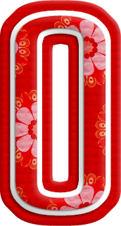 Alfabeto Rojo con Flores Blancas.