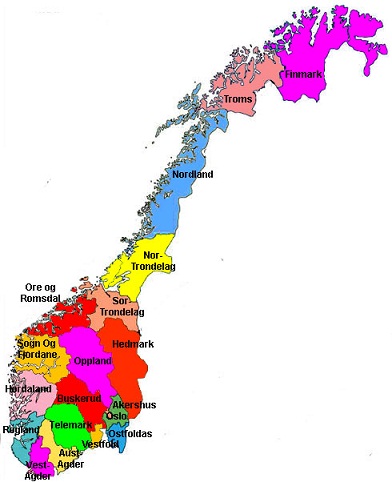 kart vest norge Kart Over Norge By Regional Provinsen kart vest norge
