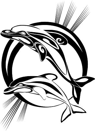 Labels Dolphins Tattoo Design