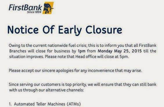 First Bank & Wema Bank also announce early closure