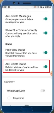 anti-delete status